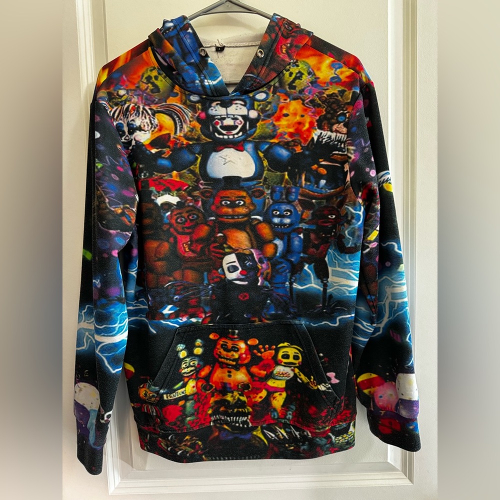 Black and Blue Graphic Sweatshirt with Abstract Design